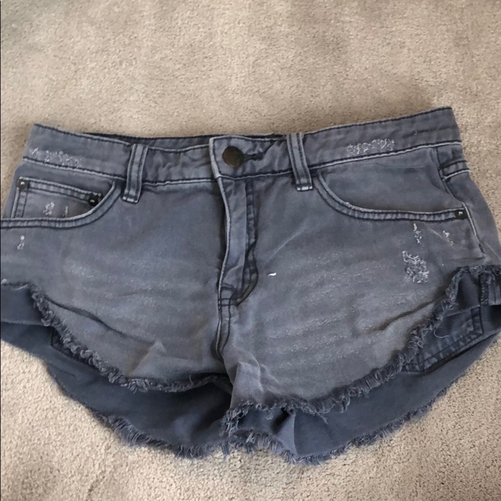 blue free people jean shorts